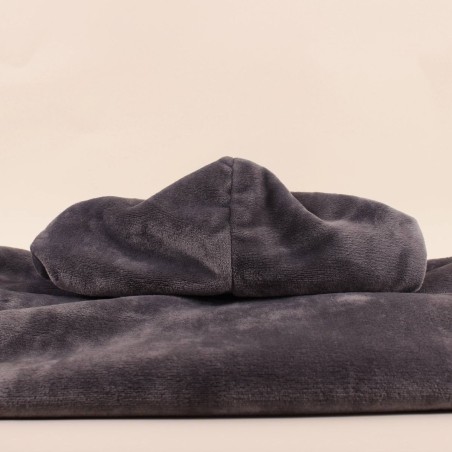 Sweat plaid ultra doux en polyester gris avec poche | Hashtag Déco