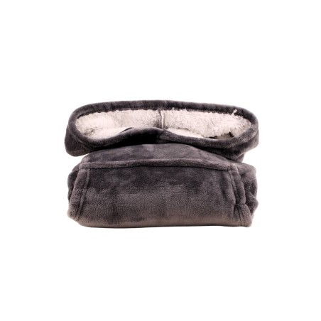 Sweat plaid ultra doux en polyester gris avec poche | Hashtag Déco