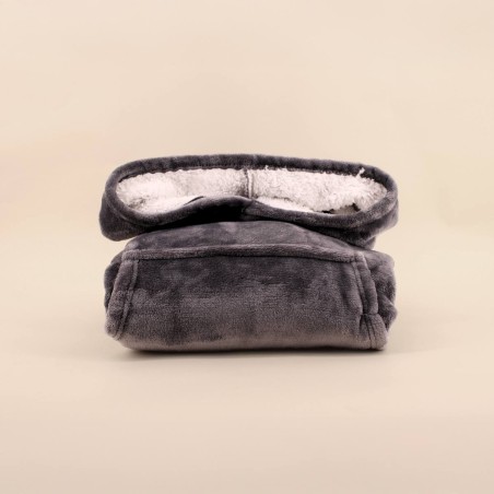 Sweat plaid ultra doux en polyester gris avec poche | Hashtag Déco