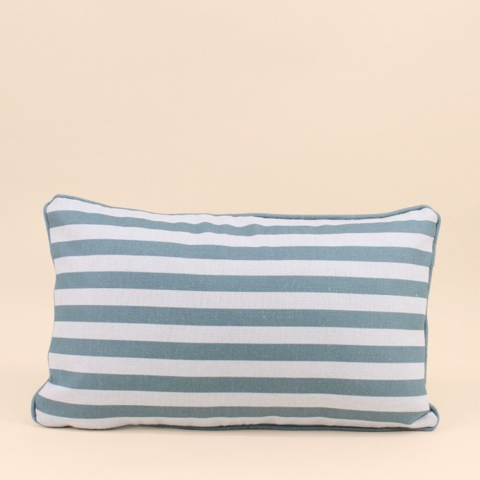 Coussin extérieur rayé en tissu bleu 30x50cm | Hashtag Déco