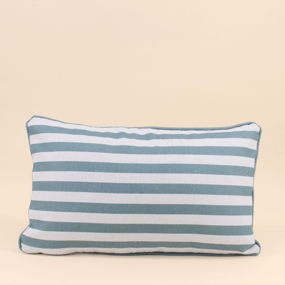 Coussin extérieur rayé en tissu bleu 30x50cm | Hashtag Déco