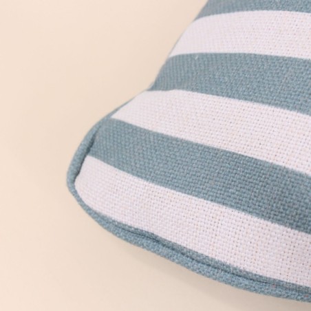 Coussin extérieur rayé en tissu bleu 30x50cm | Hashtag Déco