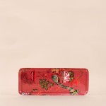 Plateau métal laqué rose 40x16cm exotique | Hashtag Déco