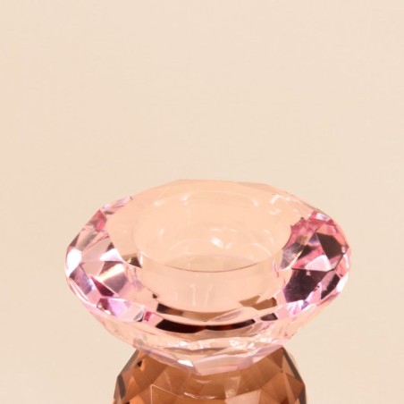 Bougeoir en cristal rose 9cm, élégance assurée | Hashtag Déco