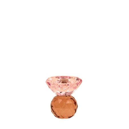 Bougeoir en cristal rose 9cm, élégance assurée | Hashtag Déco
