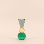 Bougeoir cristal bleu vert facettes 14cm | Hashtag Déco