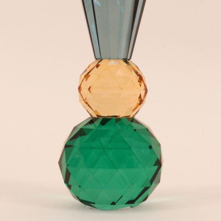 Bougeoir cristal bleu vert facettes 14cm | Hashtag Déco
