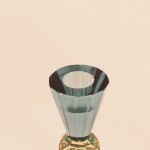 Bougeoir cristal bleu vert facettes 14cm | Hashtag Déco