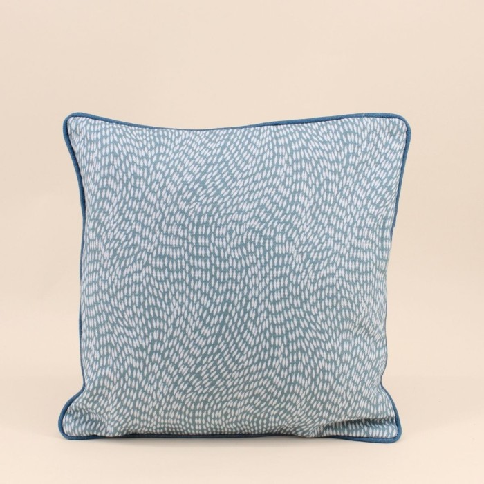 Coussin extérieur motifs organiques bleu coton | Hashtag Déco