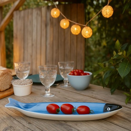 Vide poche céramique bleu poisson 30cm | Hashtag Déco