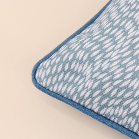 Coussin extérieur motifs organiques bleu coton | Hashtag Déco