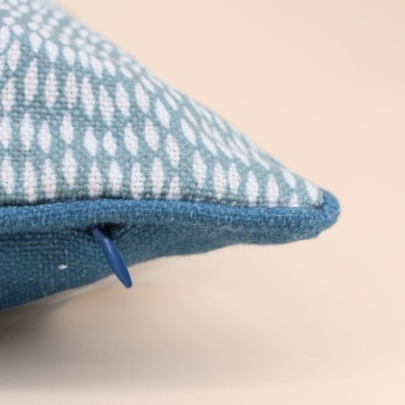 Coussin extérieur motifs organiques bleu coton | Hashtag Déco