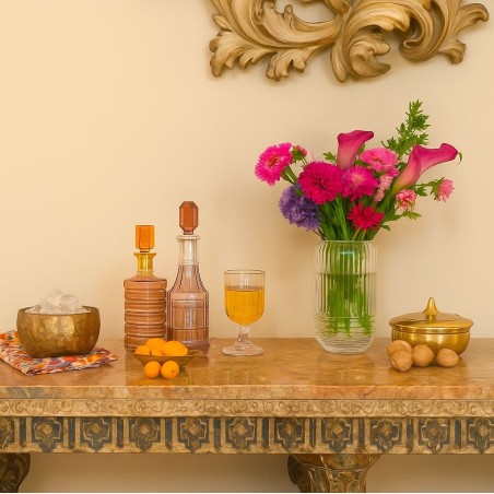 Vase en verre strié 19cm, élégant et moderne | Hashtag Déco