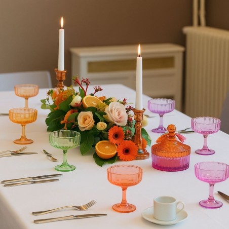 Boîte en verre coloré strié 14x15cm | Hashtag Déco