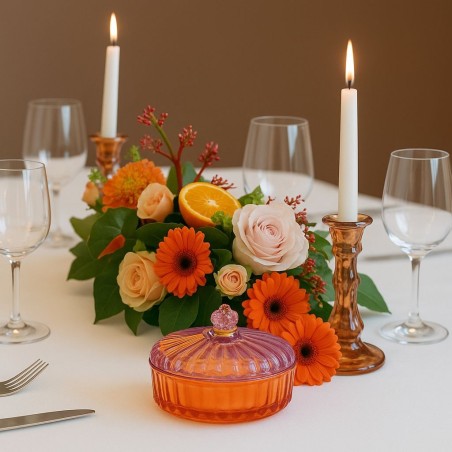 boîte en verre strié coloré 14x8cm chic et pratique | Hashtag Déco