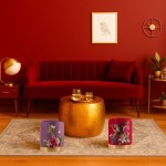 Pouf velours rouge imprimé Funky Monkey 37cm | Hashtag Déco