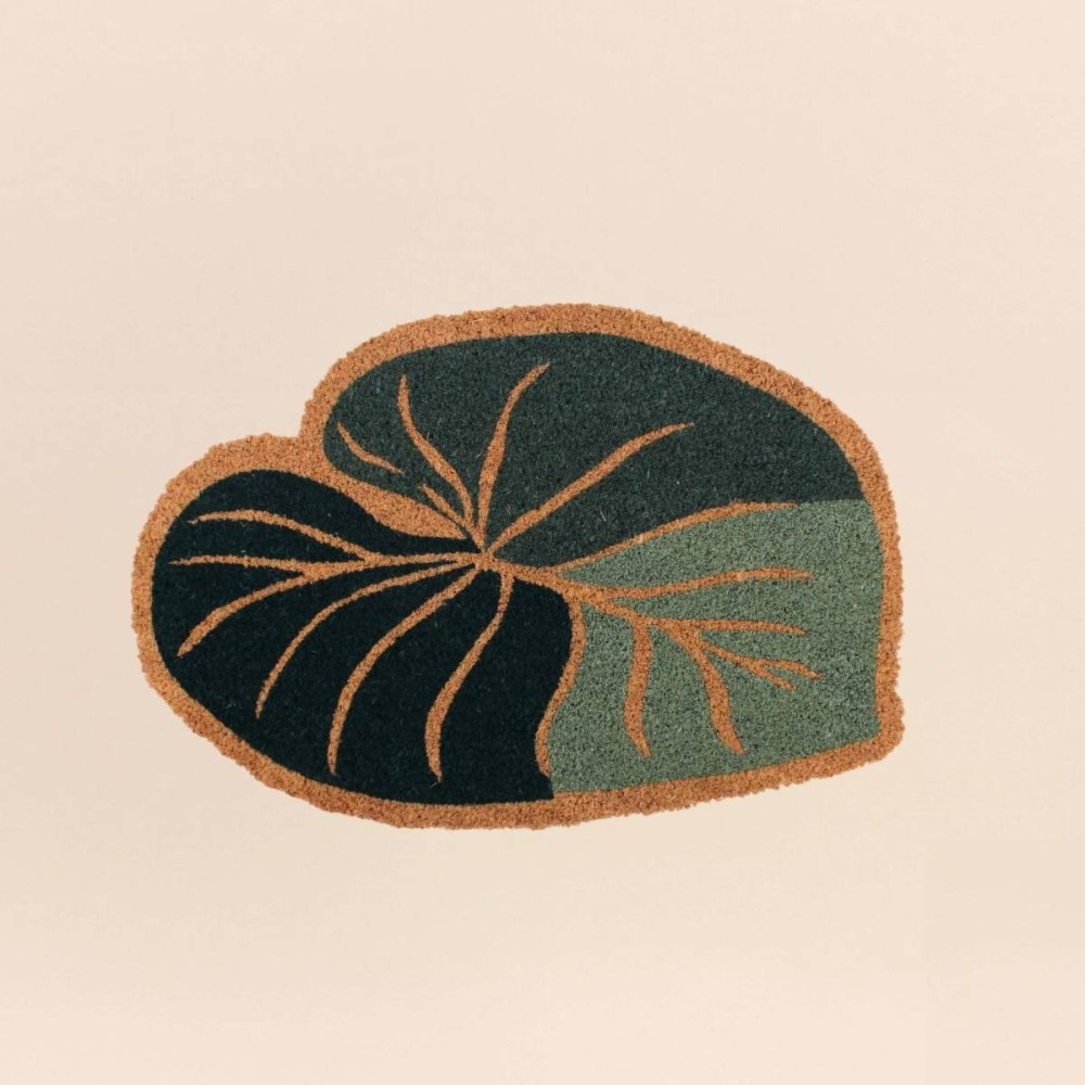Paillasson coco feuille vert/marron 40x60cm | Hashtag Déco