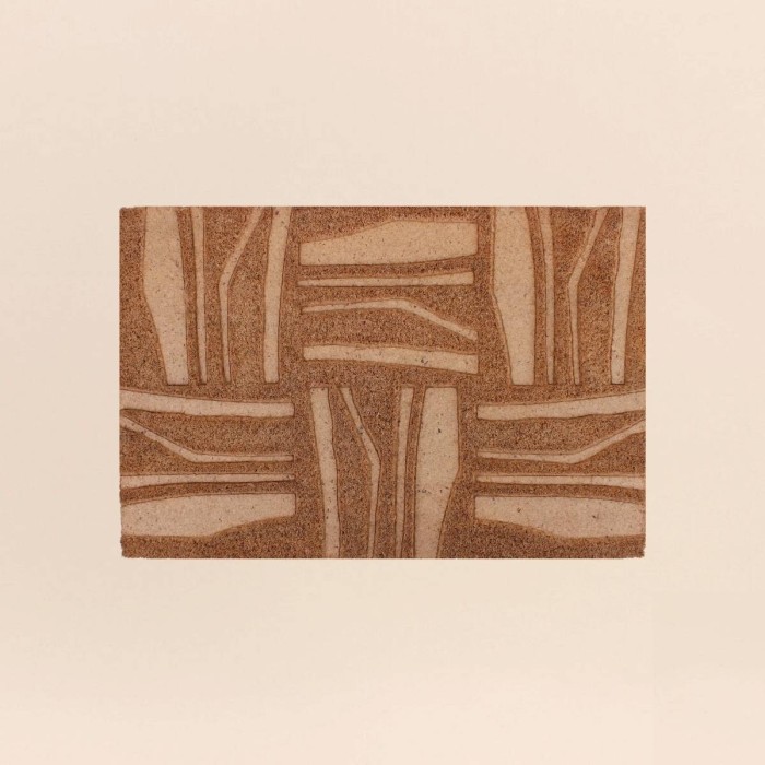 Paillasson coco marron motifs primitifs 40x60cm | Hashtag Déco