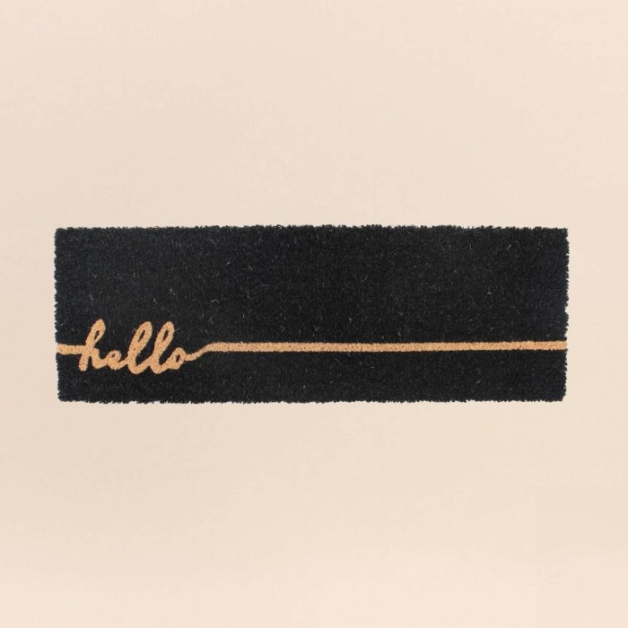 Paillasson coco noir beige "Hello" 25x75 cm | Hashtag Déco