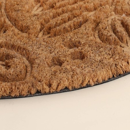 Paillasson coco marron floral demi-lune 40x60cm | Hashtag Déco