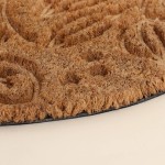 Paillasson coco marron floral demi-lune 40x60cm | Hashtag Déco