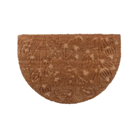 Paillasson coco marron floral demi-lune 40x60cm | Hashtag Déco