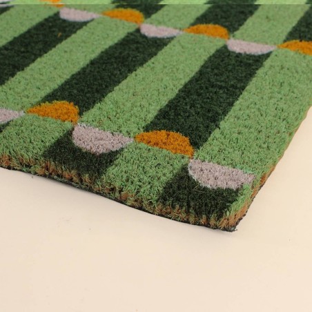 Paillasson coco vert géométrique 40x60cm | Hashtag Déco