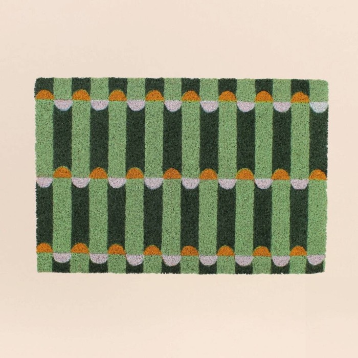 Paillasson coco vert géométrique 40x60cm | Hashtag Déco