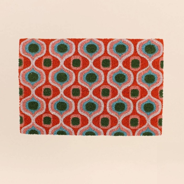 Paillasson coco rouge géométrique 40x60cm | Hashtag Déco