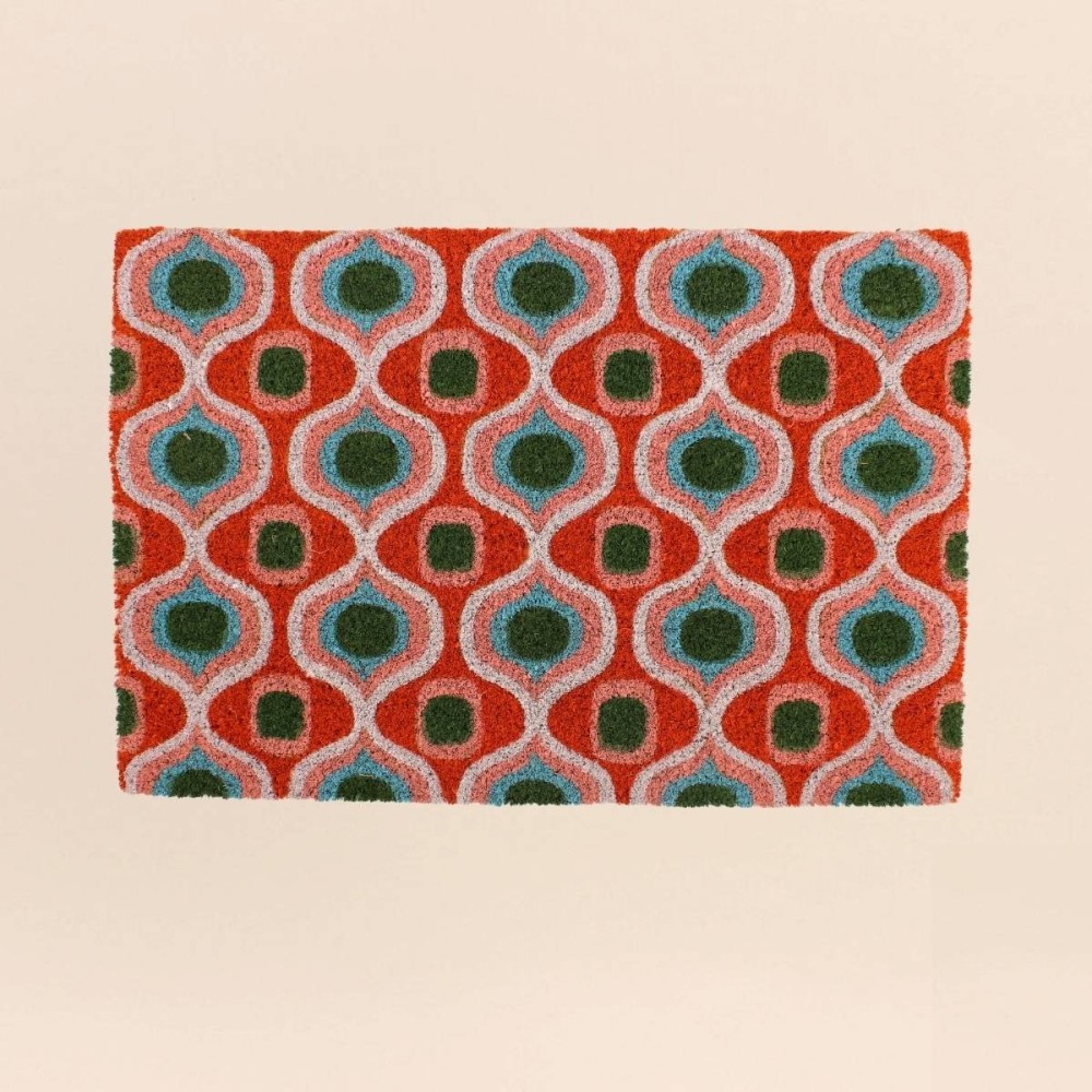 Paillasson coco rouge géométrique 40x60cm | Hashtag Déco