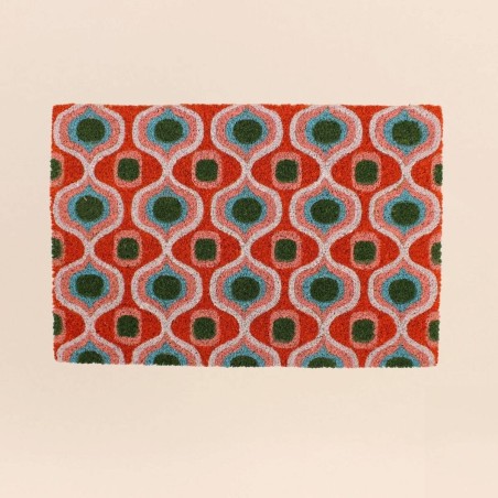 Paillasson coco rouge géométrique 40x60cm | Hashtag Déco