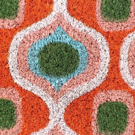 Paillasson coco rouge géométrique 40x60cm | Hashtag Déco