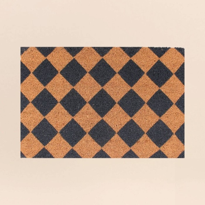 Paillasson coco damiers 40x60cm, style moderne | Hashtag Déco
