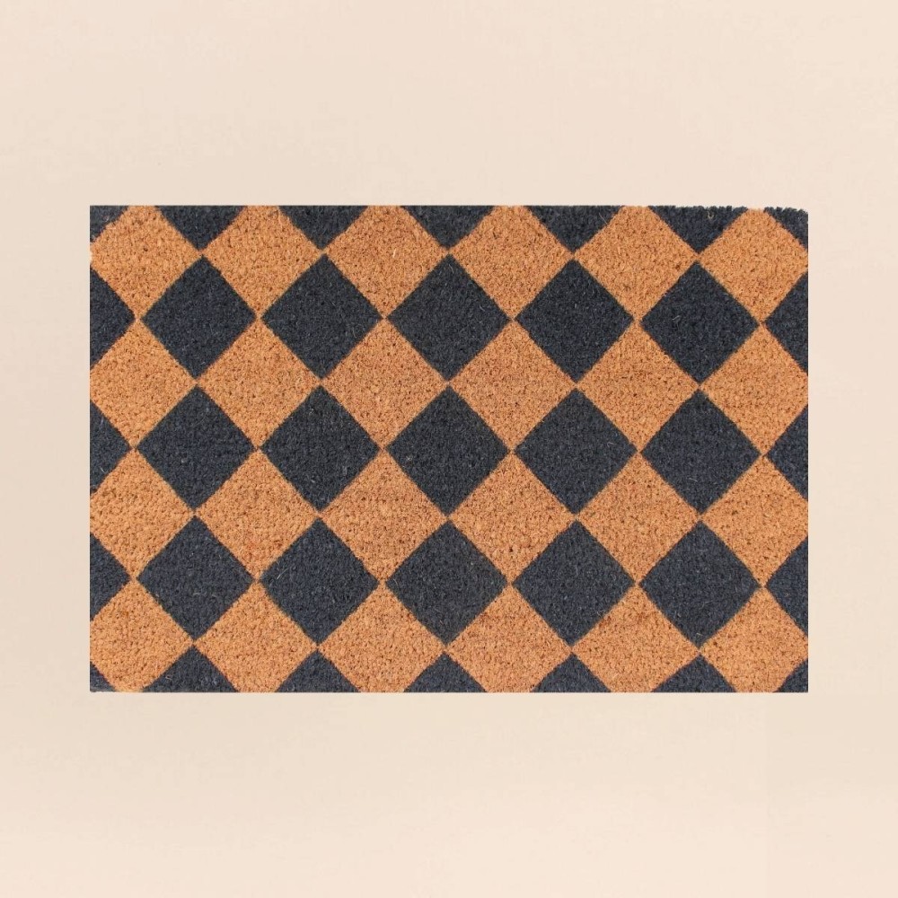 Paillasson coco damiers 40x60cm, style moderne | Hashtag Déco
