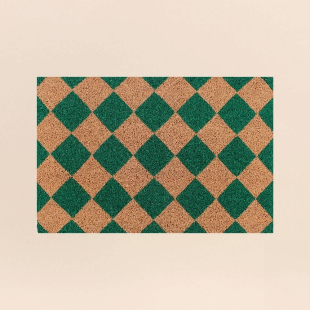 Paillasson coco damiers 40x60cm, style moderne | Hashtag Déco