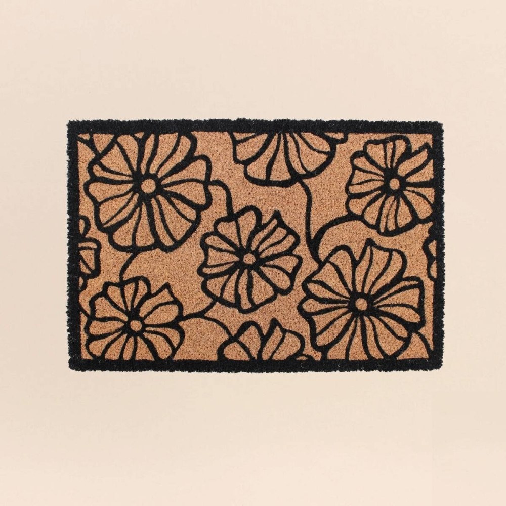 Paillasson coco fleurs marron 40x60 cm | Hashtag Déco