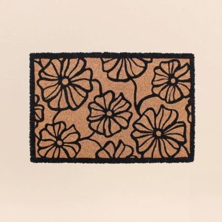 Paillasson coco fleurs marron 40x60 cm | Hashtag Déco