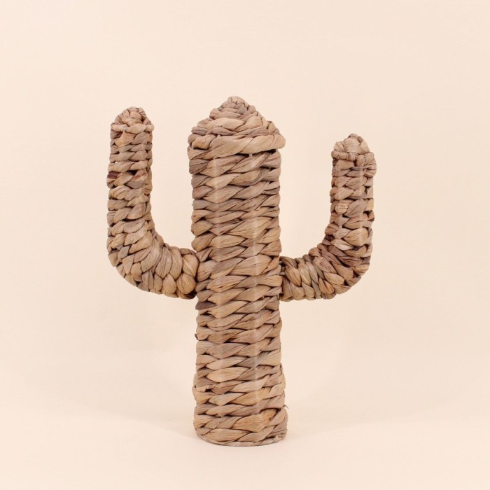 Cactus en fibres naturelles beige 35cm | Hashtag Déco