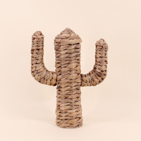 Cactus en fibres naturelles beige 35cm | Hashtag Déco