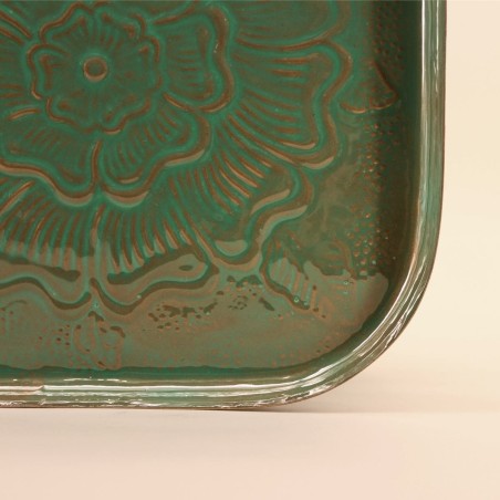 Plateau métal motifs relief 26cm élégant | Hashtag Déco