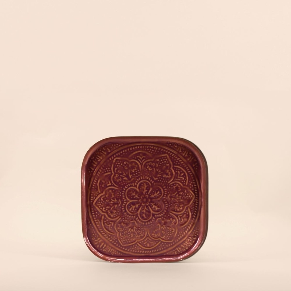 Plateau métal motifs relief 26cm élégant | Hashtag Déco