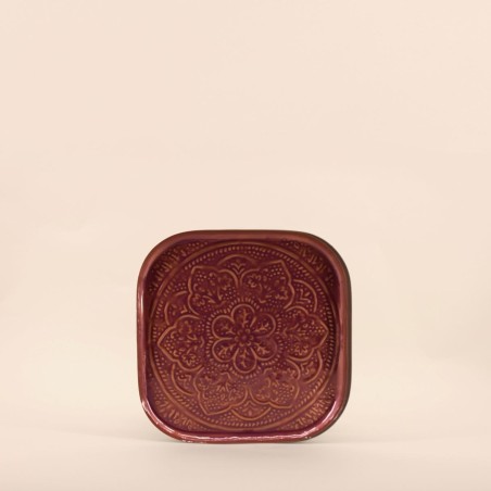 Plateau métal motifs relief 26cm élégant | Hashtag Déco