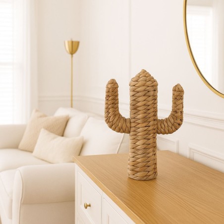 Cactus en fibres naturelles beige 35cm | Hashtag Déco