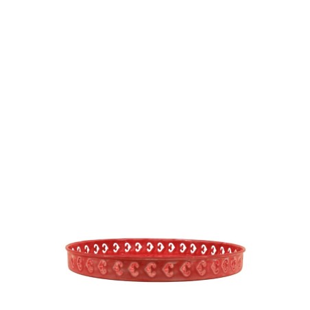 Plateau métal rose motifs relief 31cm | Hashtag Déco