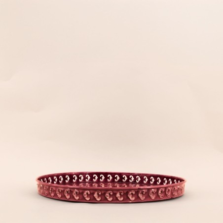 Plateau métal violet motifs relief 37cm | Hashtag Déco