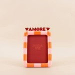 Cadre photo 3D Amore orange/rose en polyrésine | Hashtag Déco