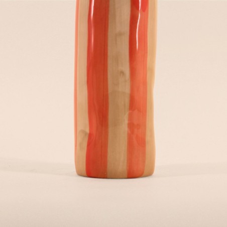 Vase orange rayé en grès 20cm | Hashtag Déco