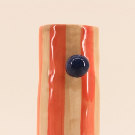 Vase orange rayé en grès 20cm | Hashtag Déco