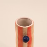 Vase orange rayé en grès 20cm | Hashtag Déco