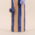 Vase en grès rayé bleu/blanc 25 cm | Hashtag Déco